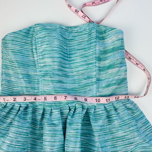 NWT Minuet Blue Teal Sparkle Tinsel Fit & Flare Strapless Mini Dress - Picture 14 of 16